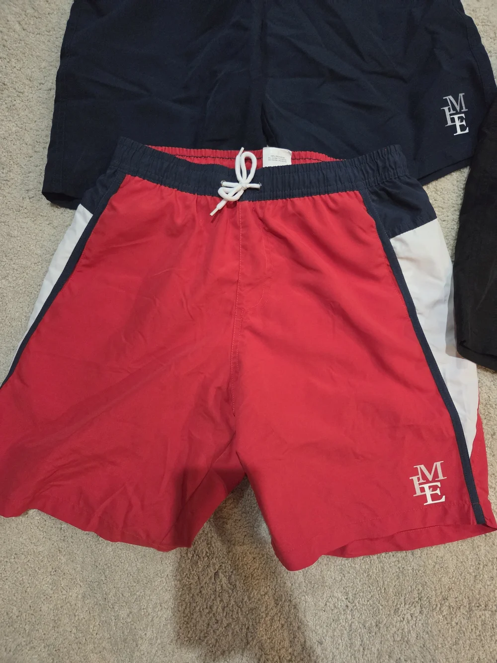 Bundle Of 3 Boys 14- Drawstring Athletic Shorts - Black, Navy & Red